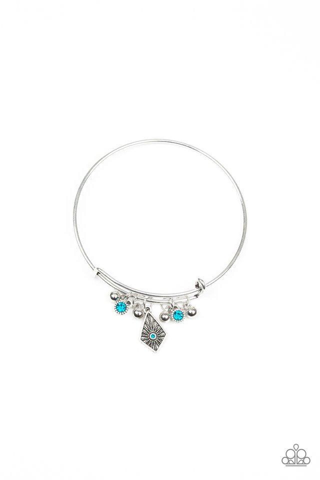 Treasure Charms Blue and Silver Charm Bangle Bracelet - Paparazzi Accessories- lightbox - CarasShop.com - Paparazzi Jewelry by Cara Jewels