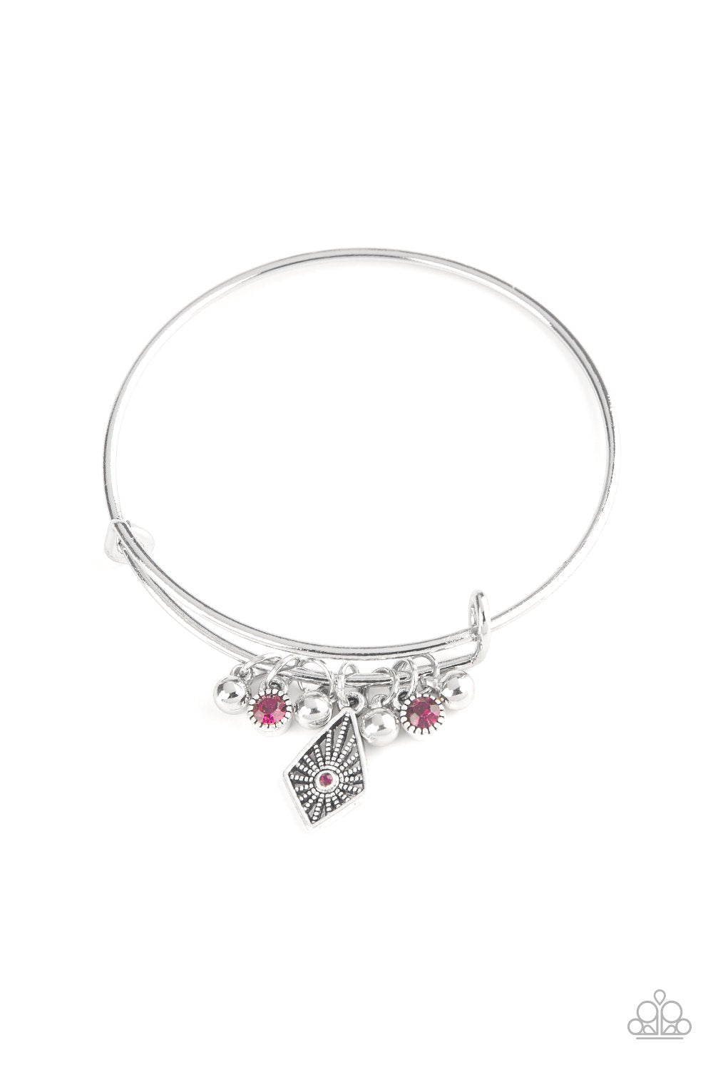 Treasure Charms Pink Charm Bangle Bracelet - Paparazzi Accessories- lightbox - CarasShop.com - Paparazzi Jewelry by Cara Jewels