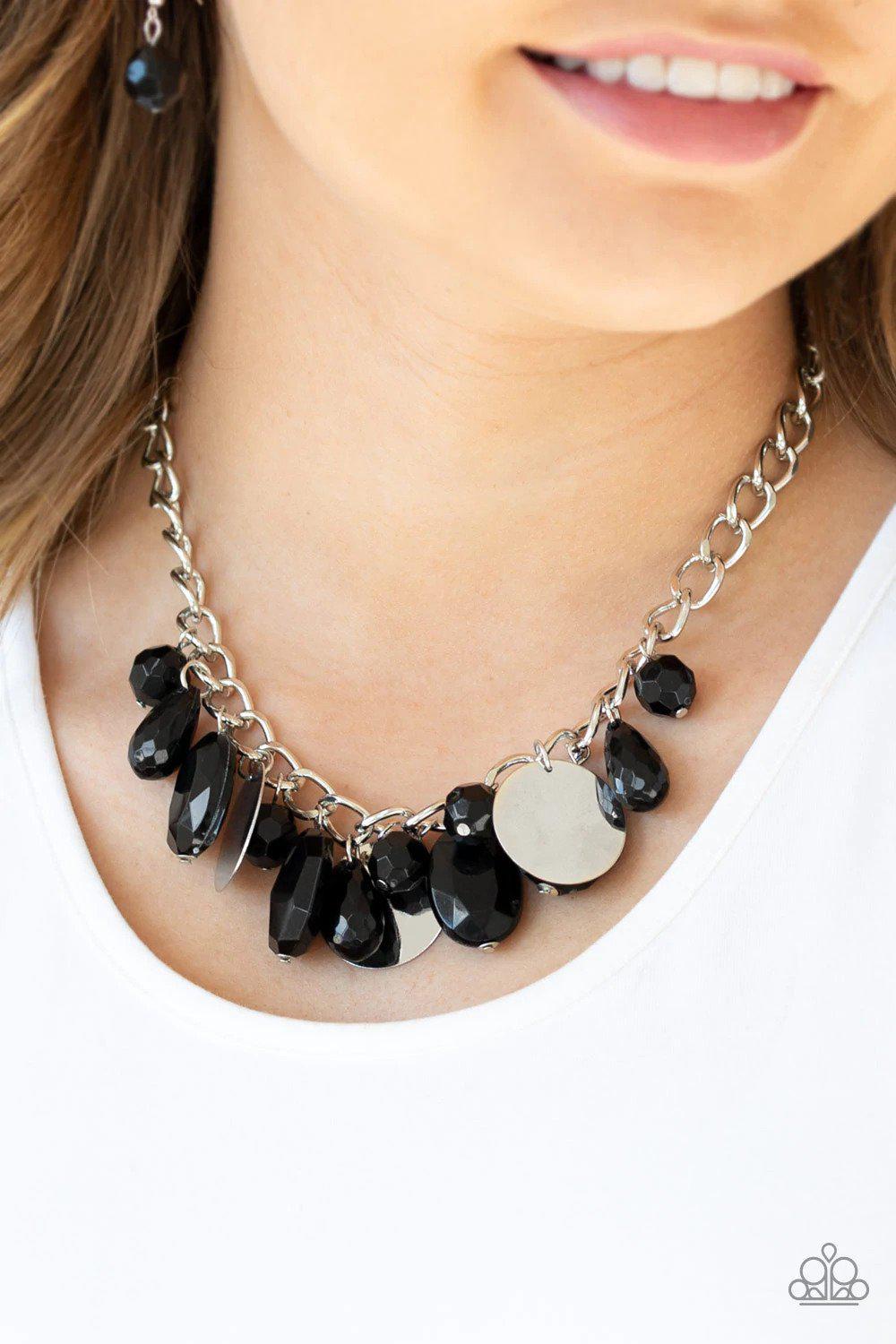Treasure Shore Black Necklace - Paparazzi Accessories- on model - CarasShop.com - Paparazzi Jewelry by Cara Jewels