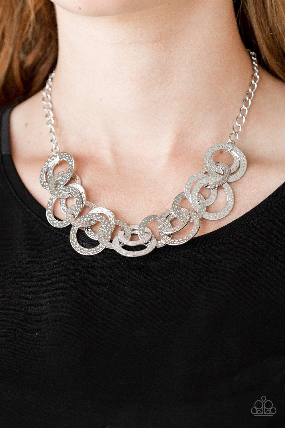 Treasure Tease Silver Necklace - Paparazzi Accessories- on model - CarasShop.com - Paparazzi Jewelry by Cara Jewels