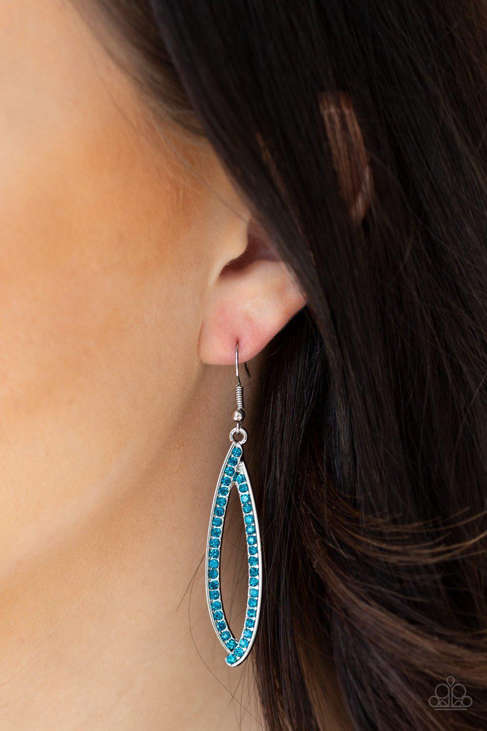 Treasure Trove Trinket Blue Gem Earrings - Paparazzi Accessories- lightbox - CarasShop.com - Paparazzi Jewelry by Cara Jewels