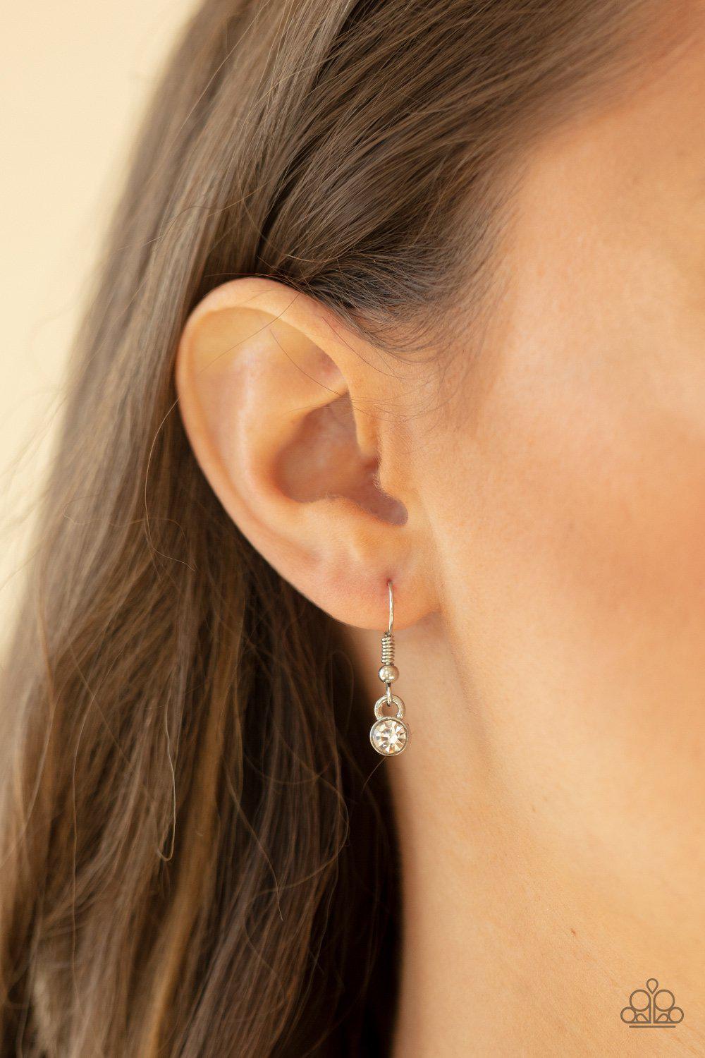 Treasures of the Heart Red and White Rhinestone Heart Necklace - Paparazzi Accessories - free matching earrings -CarasShop.com - Paparazzi Jewelry by Cara Jewels