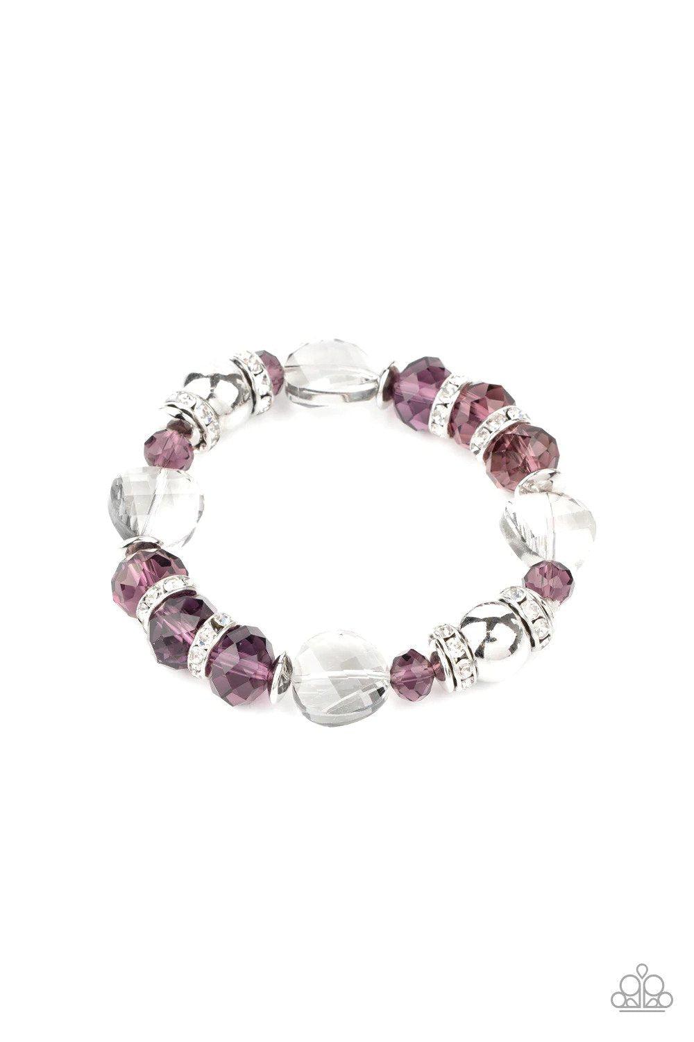 Treat Yourself Purple & White Bracelet - Paparazzi Accessories- lightbox - CarasShop.com - Paparazzi Jewelry by Cara Jewels