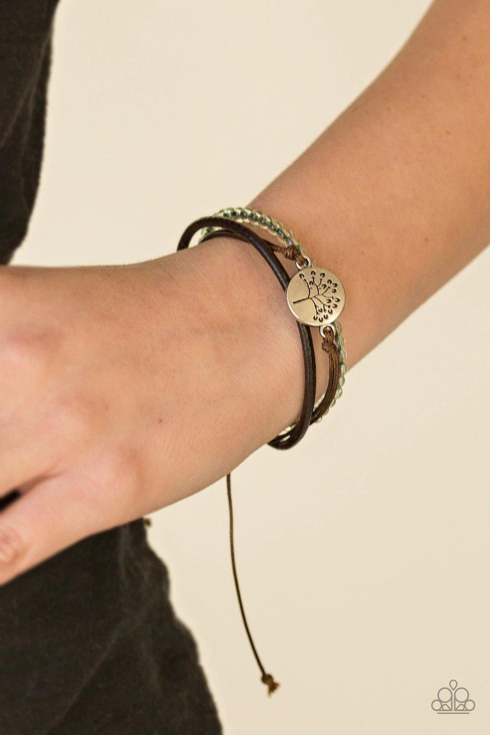 Treetop Treasure Green Urban Bracelet - Paparazzi Accessories- on model - CarasShop.com - Paparazzi Jewelry by Cara Jewels