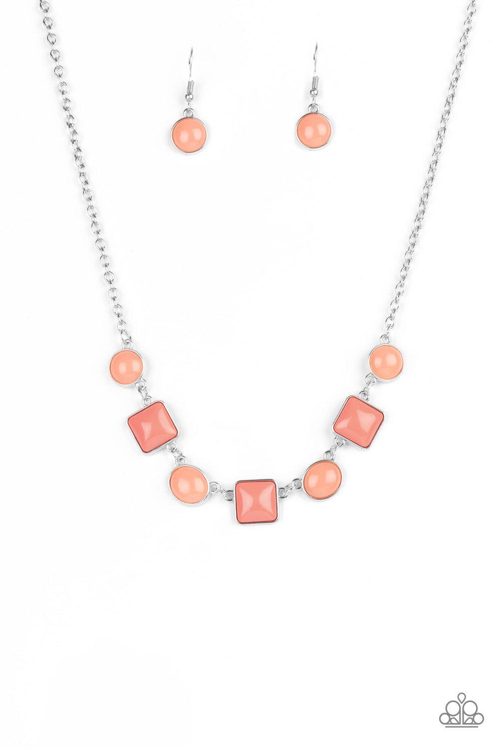 Trend Worthy Burnt Coral Necklace - Paparazzi Accessories- on model - CarasShop.com - Paparazzi Jewelry by Cara Jewels