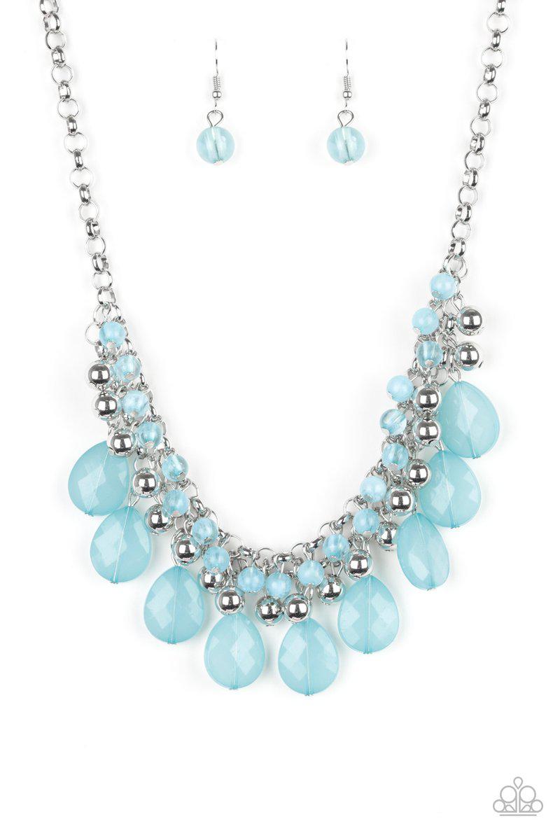 Trending Tropicana Blue Teardrop Necklace - Paparazzi Accessories - free matching earrings -CarasShop.com - Paparazzi Jewelry by Cara Jewels