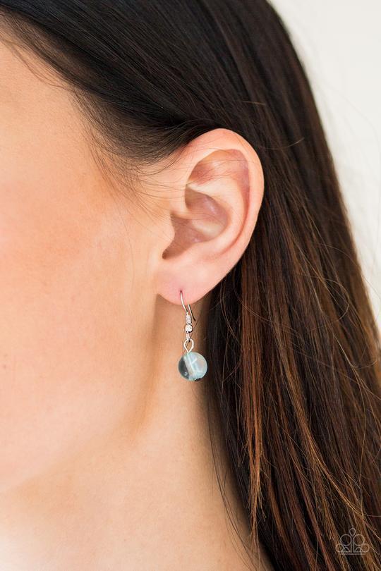 Trending Tropicana Blue Teardrop Necklace - Paparazzi Accessories- on model - CarasShop.com - Paparazzi Jewelry by Cara Jewels