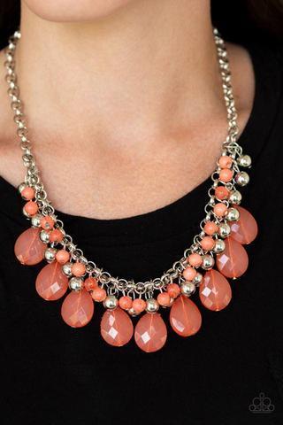 Trending Tropicana Coral Teardrop Necklace - Paparazzi Accessories- lightbox - CarasShop.com - Paparazzi Jewelry by Cara Jewels