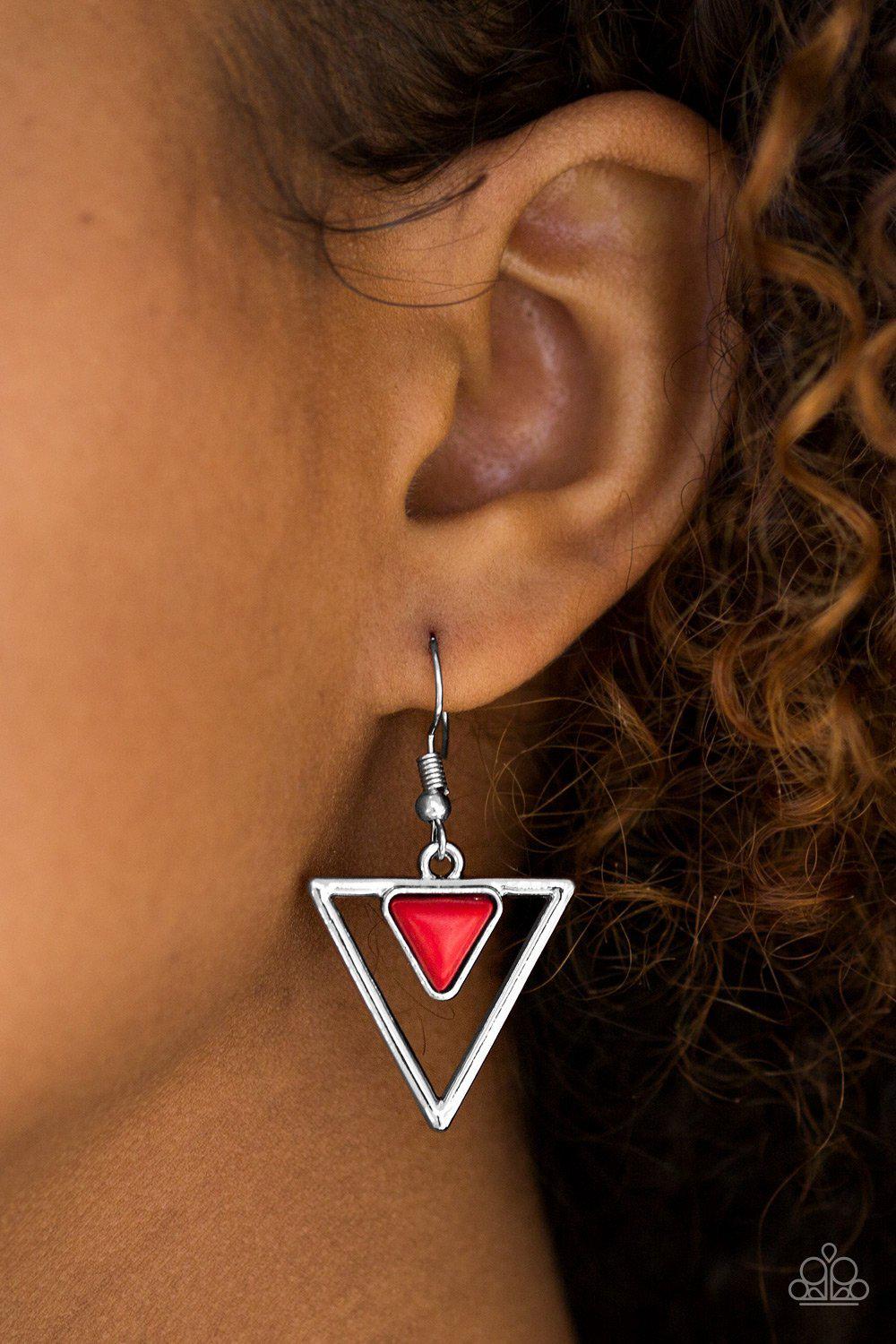 Triassic Princess Red Earrings - Paparazzi Accessories- lightbox - CarasShop.com - Paparazzi Jewelry by Cara Jewels