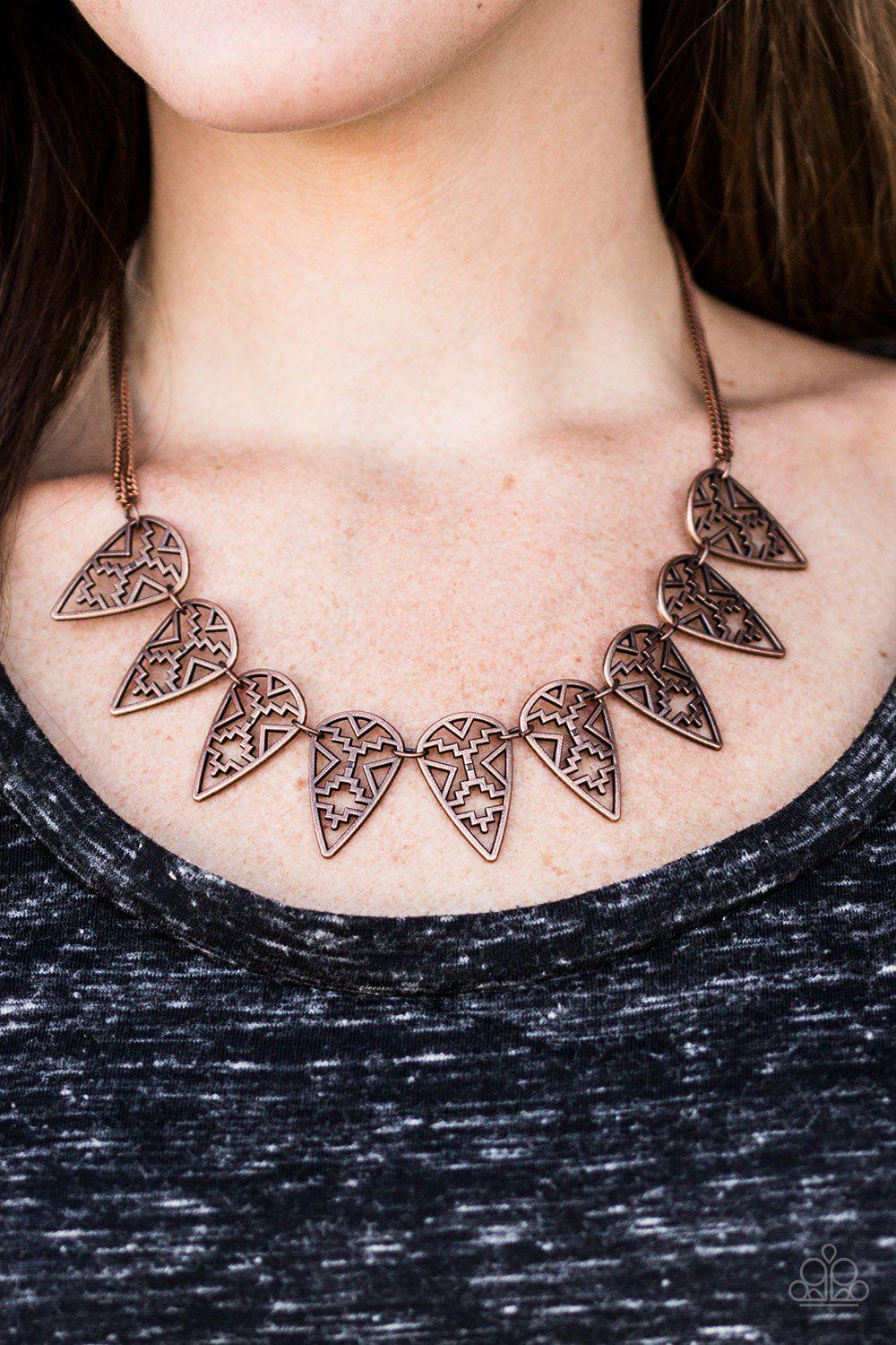 Triassic Triumph Copper Necklace - Paparazzi Accessories- lightbox - CarasShop.com - Paparazzi Jewelry by Cara Jewels