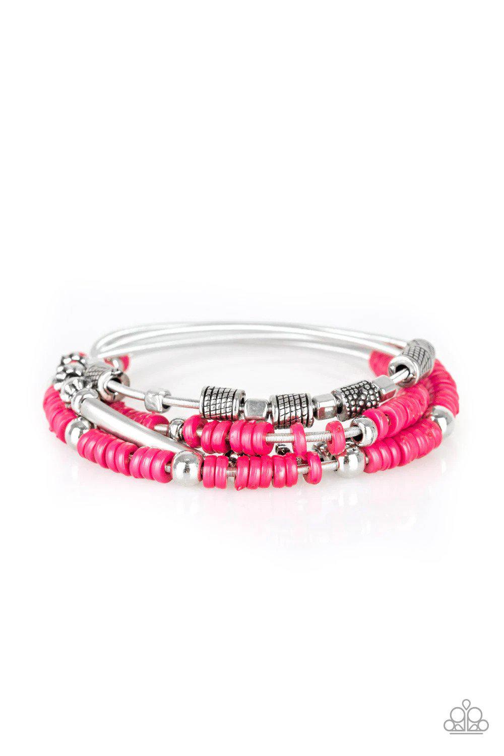 Tribal Spunk Pink Bracelet - Paparazzi Accessories- lightbox - CarasShop.com - Paparazzi Jewelry by Cara Jewels
