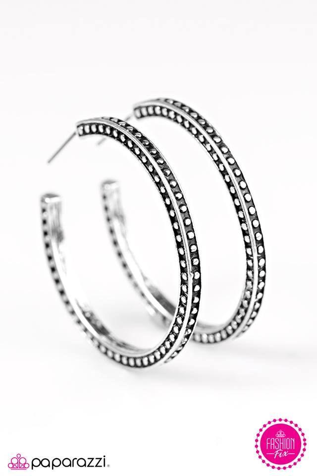 TRIBE As I May Silver Hoop Earrings - Paparazzi Accessories- on model - CarasShop.com - Paparazzi Jewelry by Cara Jewels
