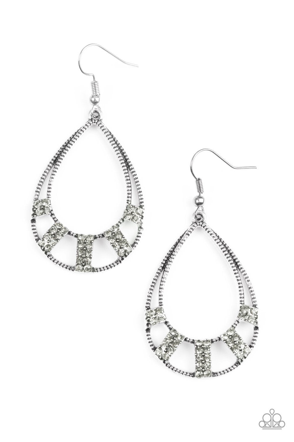 Trillion Dollar Teardrops Silver Earrings - Paparazzi Accessories- lightbox - CarasShop.com - Paparazzi Jewelry by Cara Jewels