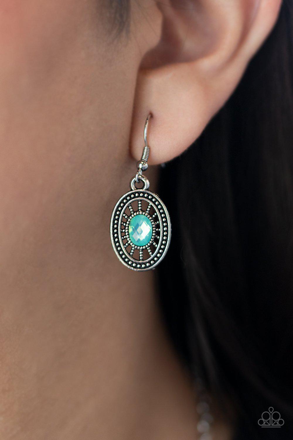 Trinket Trove Green Rhinestone Necklace - Paparazzi Accessories - free matching earrings -CarasShop.com - Paparazzi Jewelry by Cara Jewels