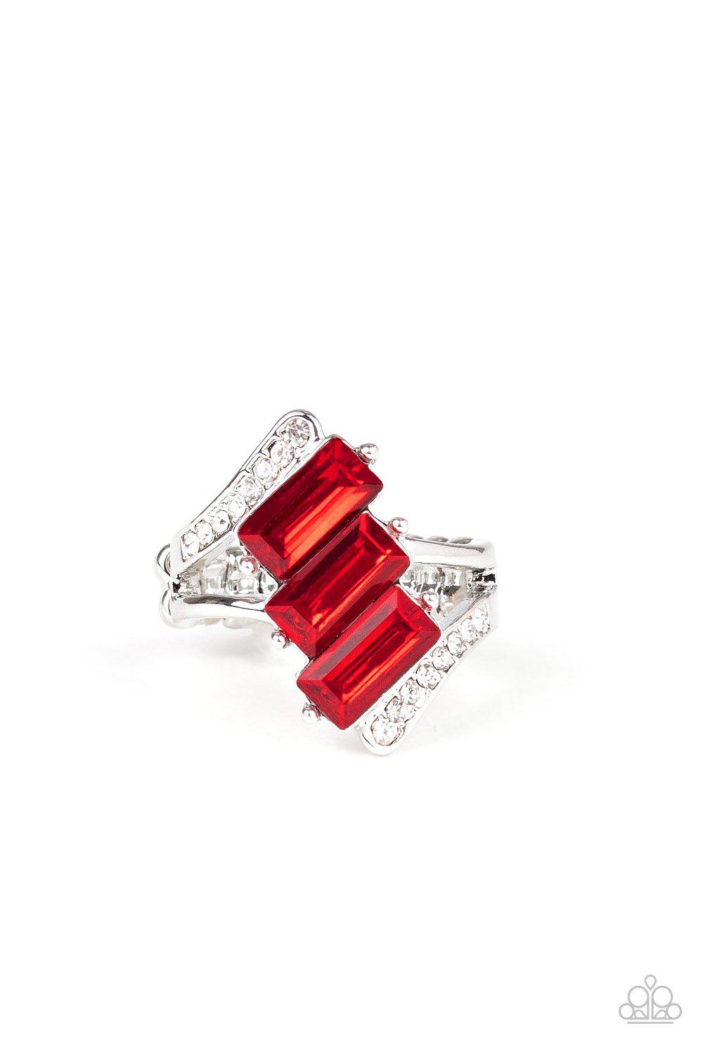 Paparazzi Triple Razzle Red Rhinestone Ring | CarasShop