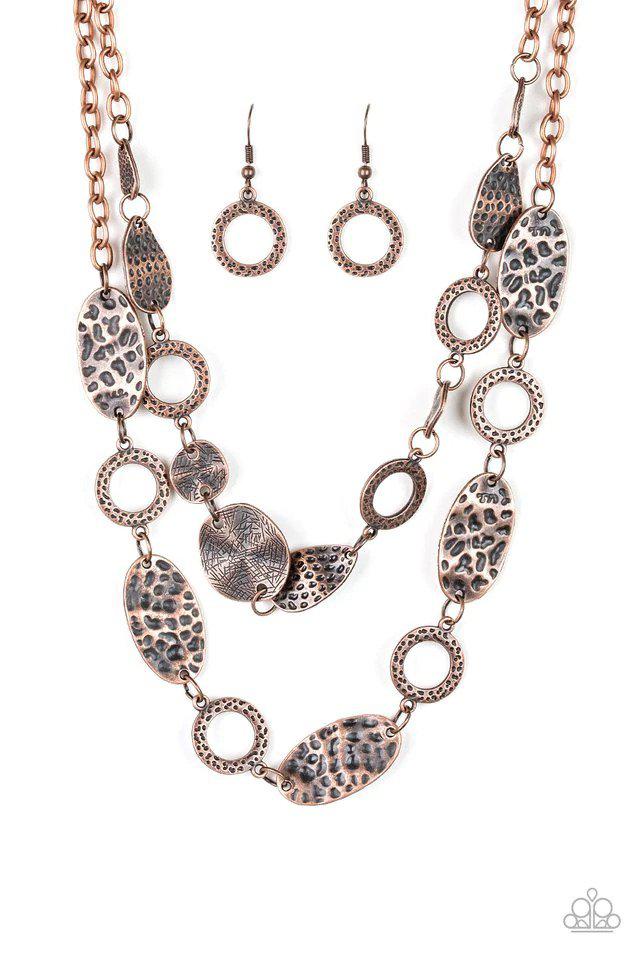 Trippin' On Texture Copper Necklace - Paparazzi Accessories- lightbox - CarasShop.com - Paparazzi Jewelry by Cara Jewels