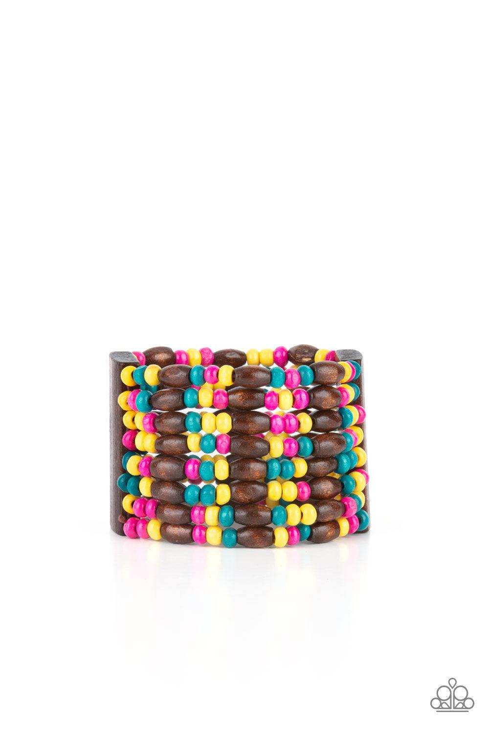 Tropical Nirvana Multi Wood Bracelet - Paparazzi Accessories- lightbox - CarasShop.com - Paparazzi Jewelry by Cara Jewels