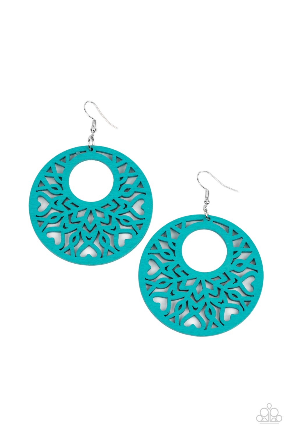 Tropical Reef Blue Wood Earrings - Paparazzi Accessories- lightbox - CarasShop.com - Paparazzi Jewelry by Cara Jewels