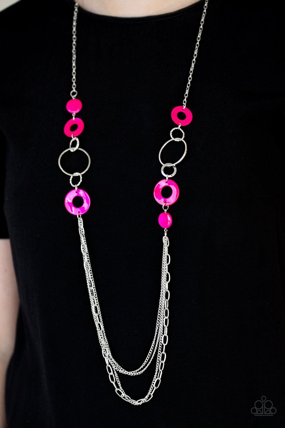 Tropical Sunsets Pink Necklace - Paparazzi Accessories- lightbox - CarasShop.com - Paparazzi Jewelry by Cara Jewels