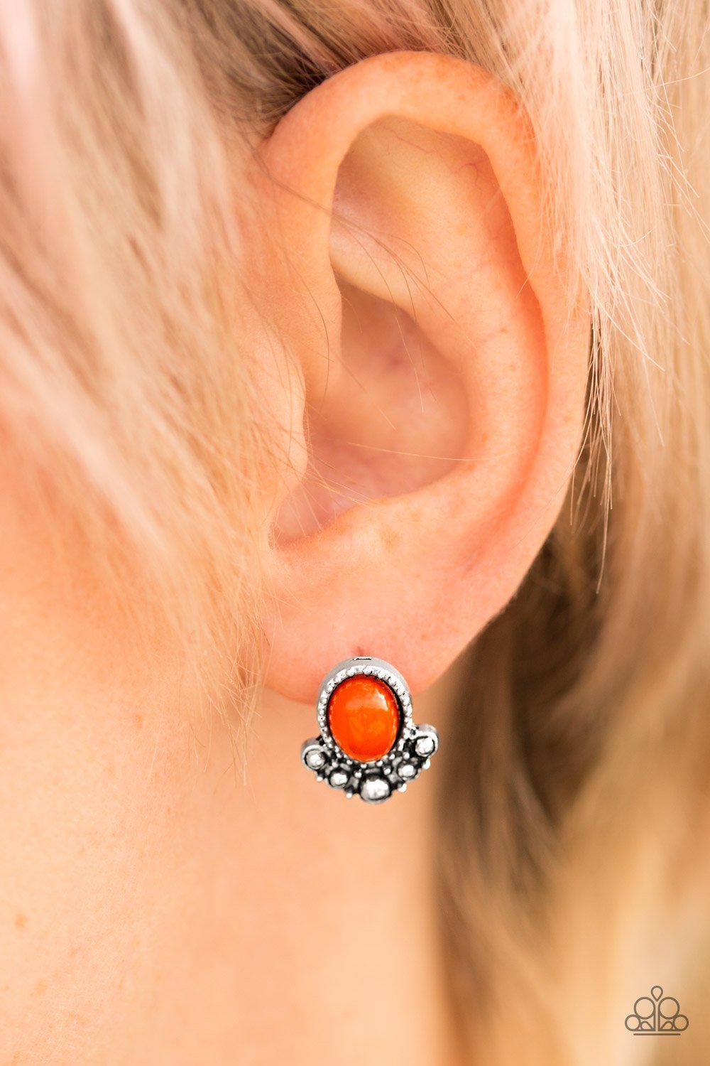 Tropical Tease Orange Post Earrings - Paparazzi Accessories- lightbox - CarasShop.com - Paparazzi Jewelry by Cara Jewels