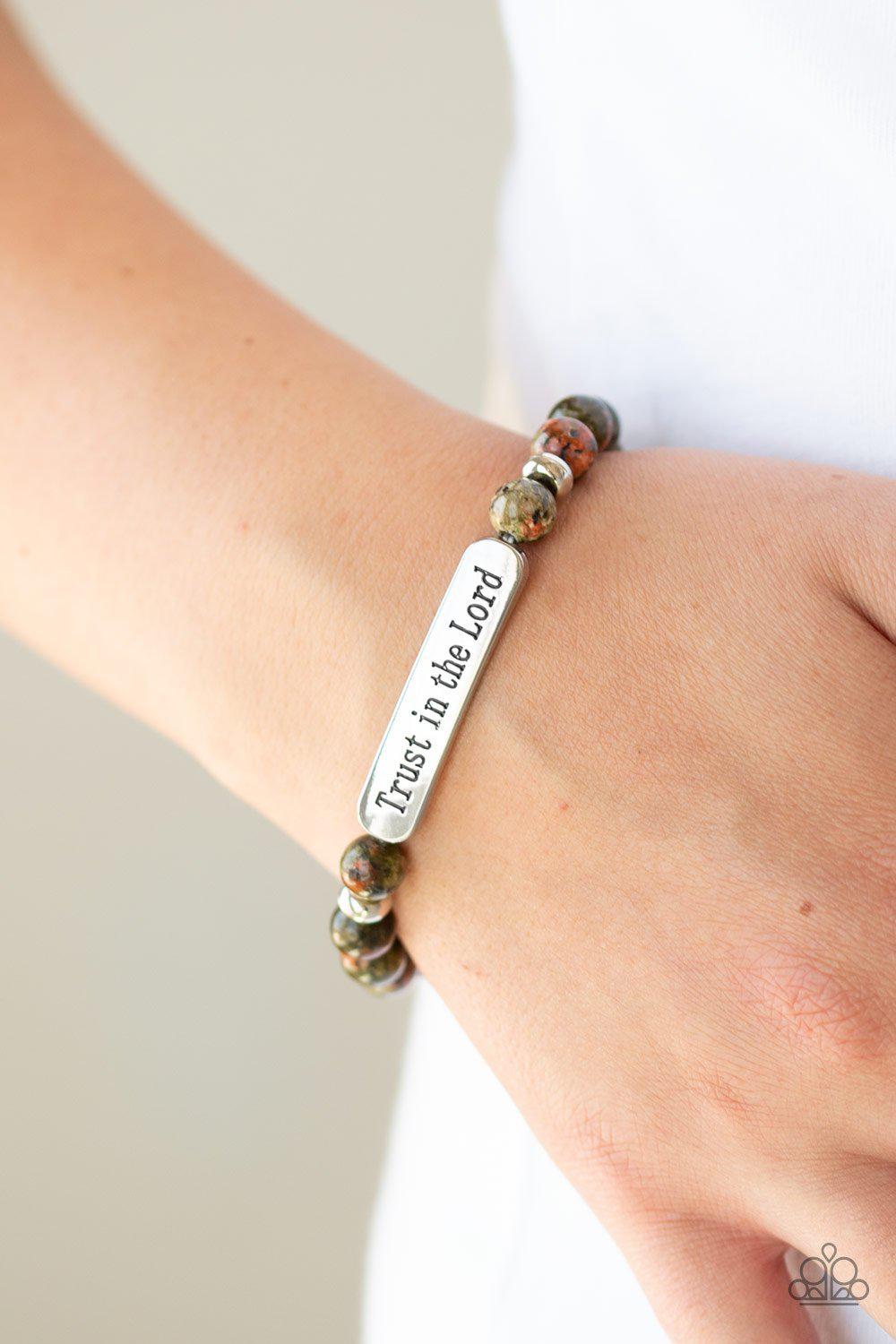 Trust Always - Multi-color Stone Stretch Inspirational Bracelet - Paparazzi Accessories- lightbox - CarasShop.com - Paparazzi Jewelry by Cara Jewels