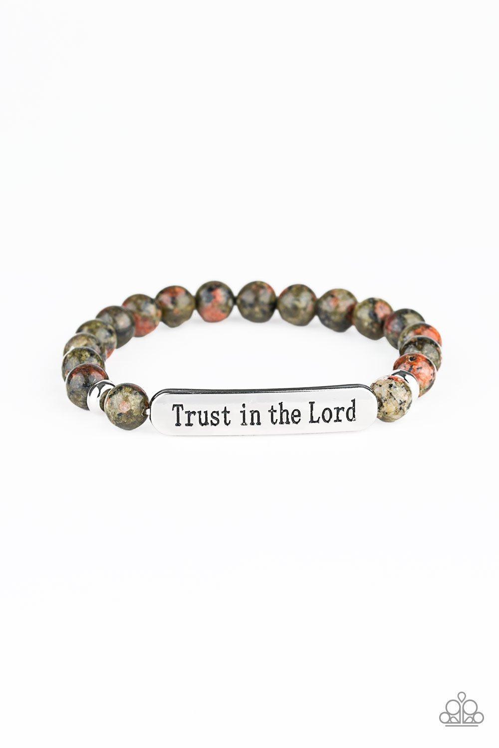 Trust Always - Multi-color Stone Stretch Inspirational Bracelet - Paparazzi Accessories- on model - CarasShop.com - Paparazzi Jewelry by Cara Jewels