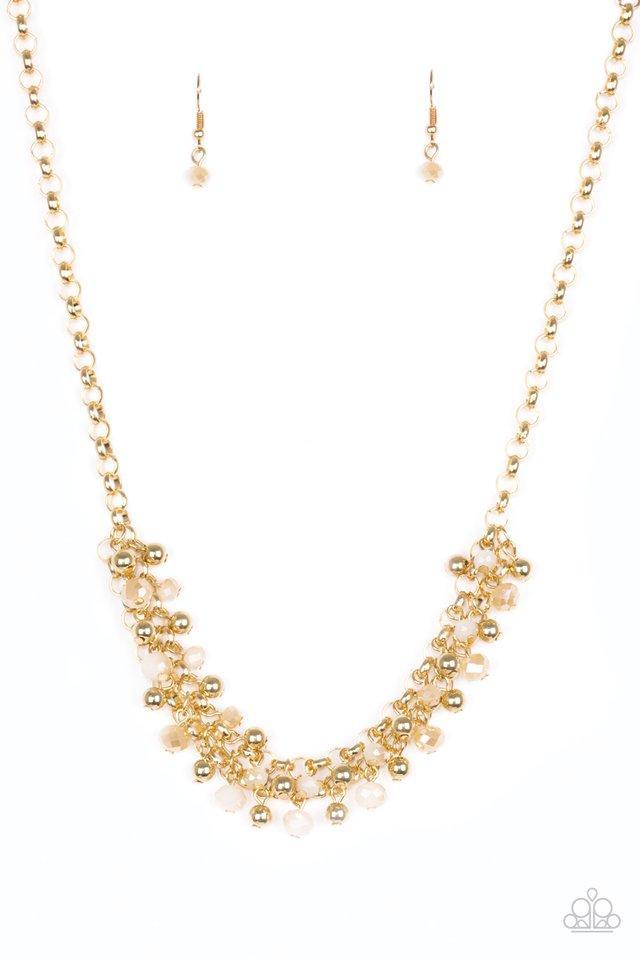 Trust Fund Baby Gold and White Necklace - Paparazzi Accessories- lightbox - CarasShop.com - Paparazzi Jewelry by Cara Jewels
