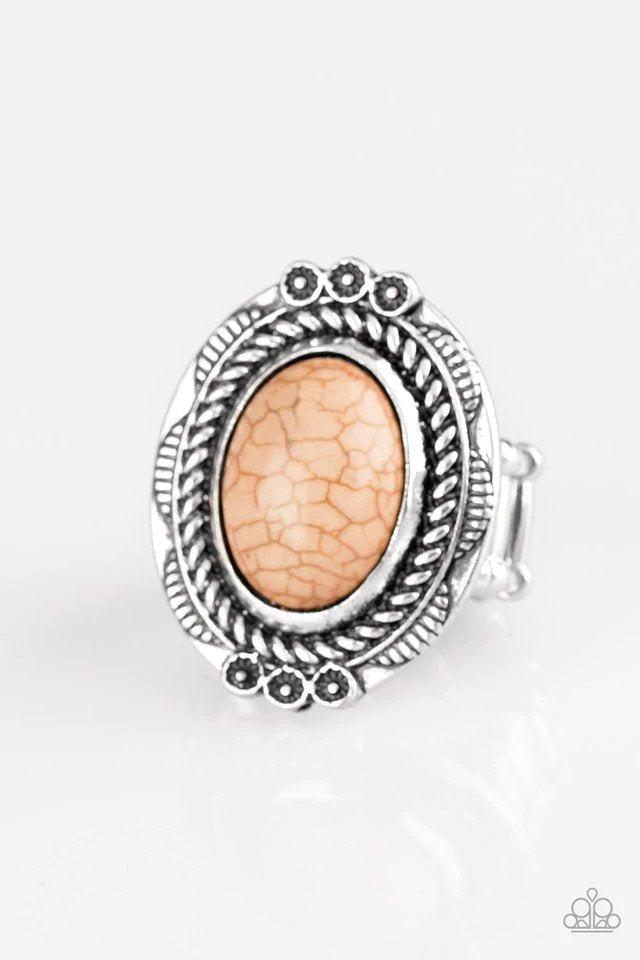 Tumblin' Tumbleweeds Brown Stone Ring - Paparazzi Accessories- lightbox - CarasShop.com - Paparazzi Jewelry by Cara Jewels