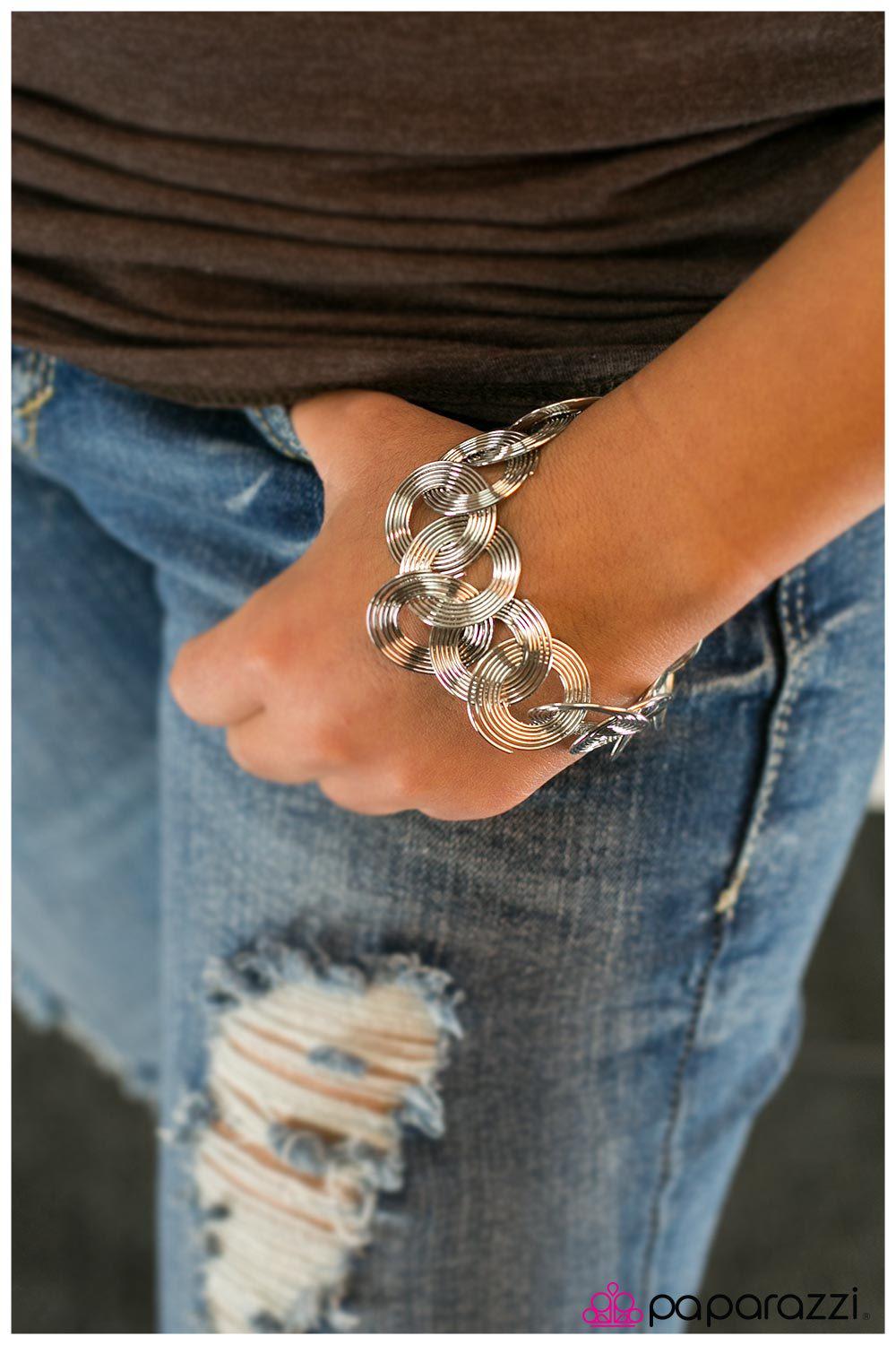 Turn It Up! Silver Bracelet - Paparazzi Accessories- lightbox - CarasShop.com - Paparazzi Jewelry by Cara Jewels