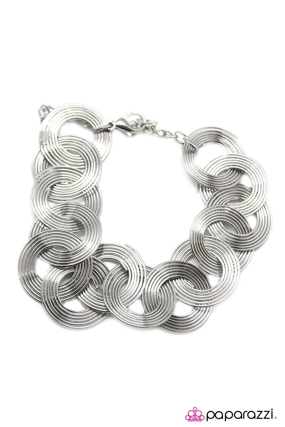 Turn It Up! Silver Bracelet - Paparazzi Accessories- on model - CarasShop.com - Paparazzi Jewelry by Cara Jewels