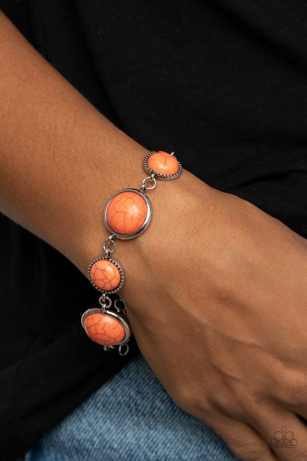 Turn Up The Terra Orange Stone Bracelet - Paparazzi Accessories- lightbox - CarasShop.com - Paparazzi Jewelry by Cara Jewels