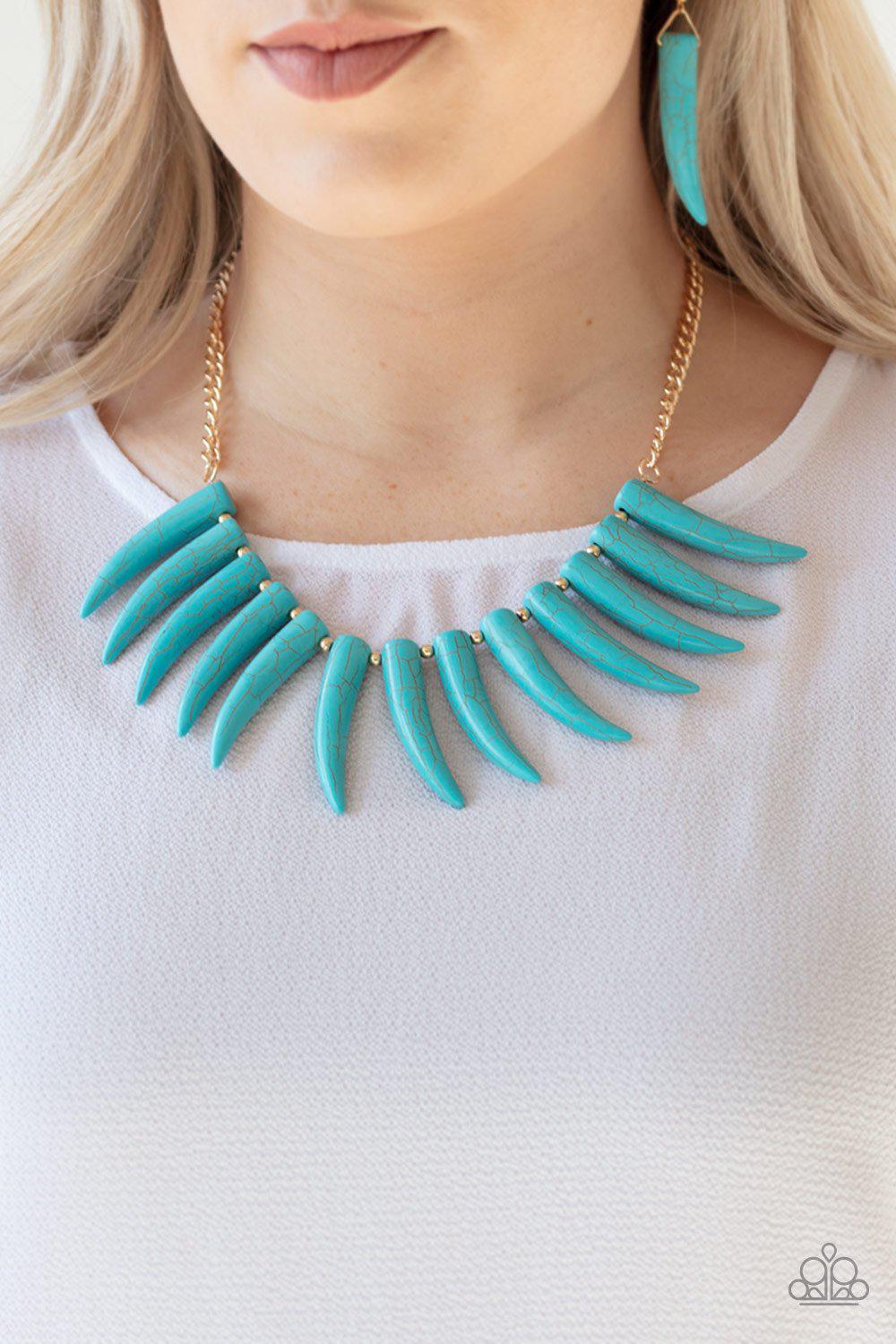 Tusk Tundra Turquoise Blue Necklace - Paparazzi Accessories- on model - CarasShop.com - Paparazzi Jewelry by Cara Jewels