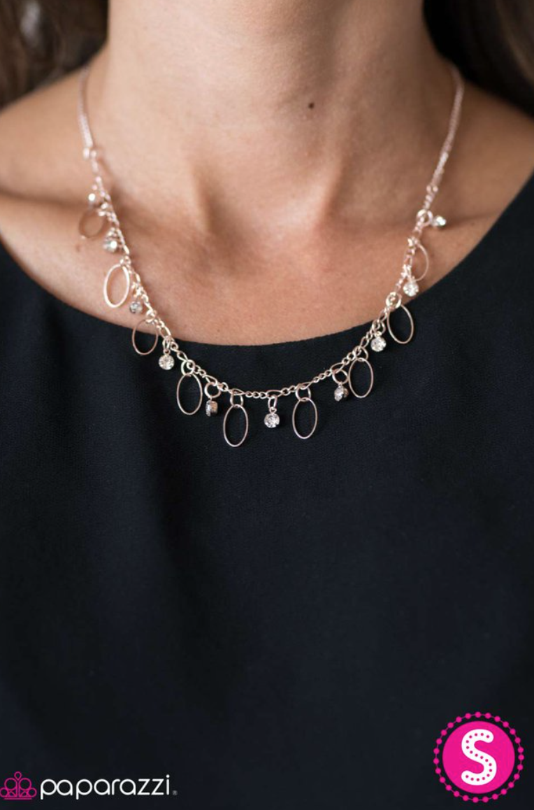 Twinkle At Twilight Rose Gold Necklace - Paparazzi Accessories- lightbox - CarasShop.com - Paparazzi Jewelry by Cara Jewels