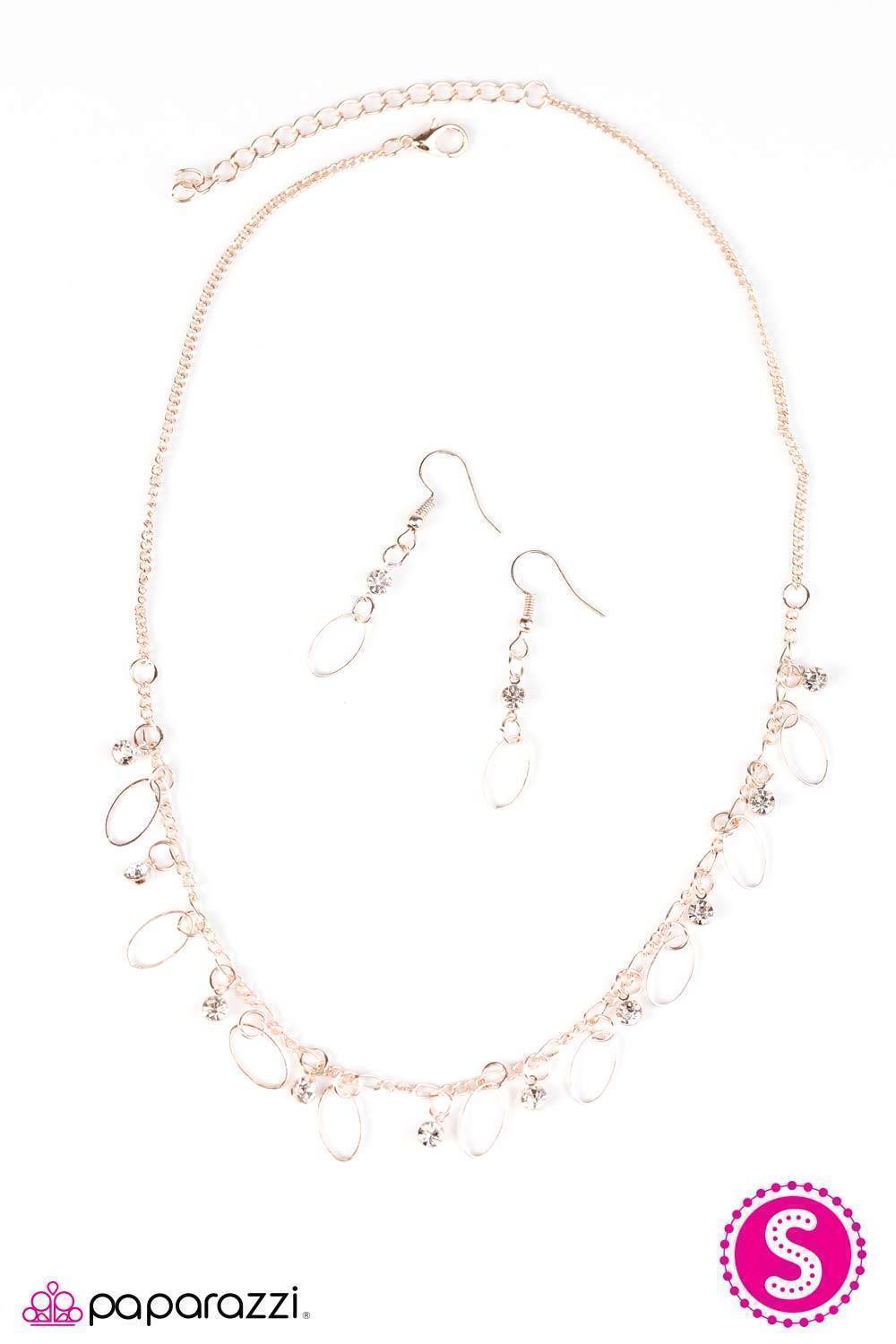 Twinkle At Twilight Rose Gold Necklace - Paparazzi Accessories- on model - CarasShop.com - Paparazzi Jewelry by Cara Jewels
