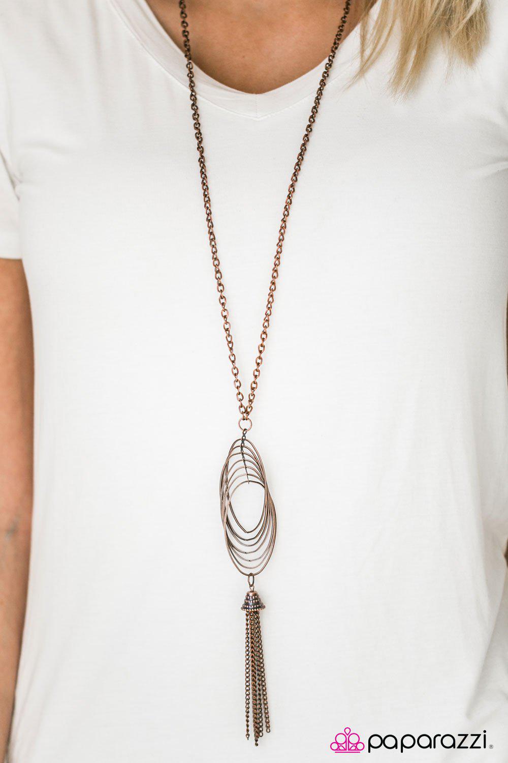 Twirl and Tassel Copper Necklace - Paparazzi Accessories- lightbox - CarasShop.com - Paparazzi Jewelry by Cara Jewels