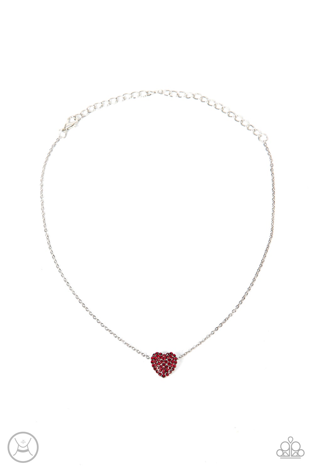 Twitterpated Twinkle Red Rhinestone Heart Choker Necklace - Paparazzi Accessories- lightbox - CarasShop.com - Paparazzi Jewelry by Cara Jewels