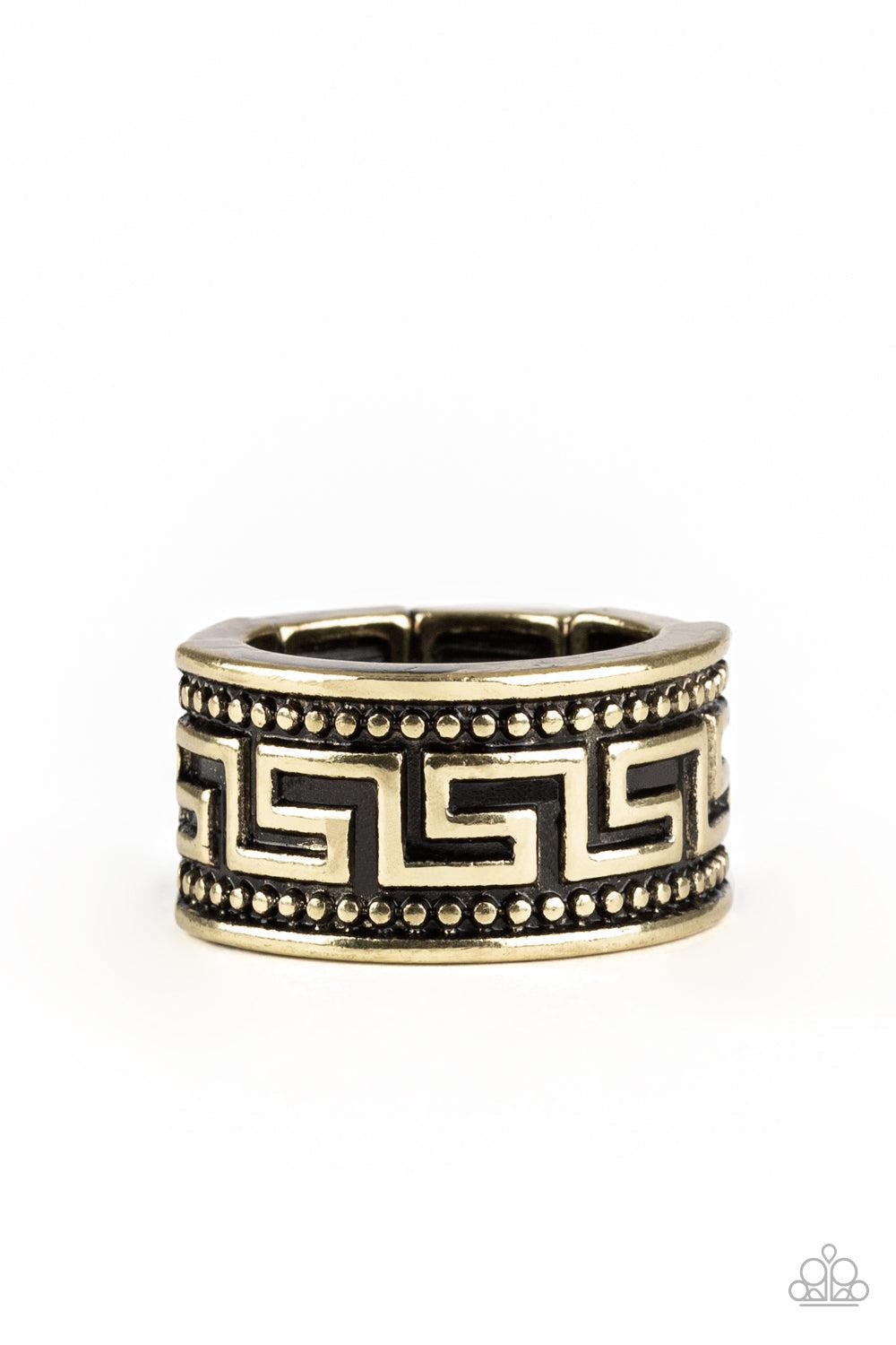 Tycoon Tribe Men's Brass Ring - Paparazzi Accessories- lightbox - CarasShop.com - Paparazzi Jewelry by Cara Jewels