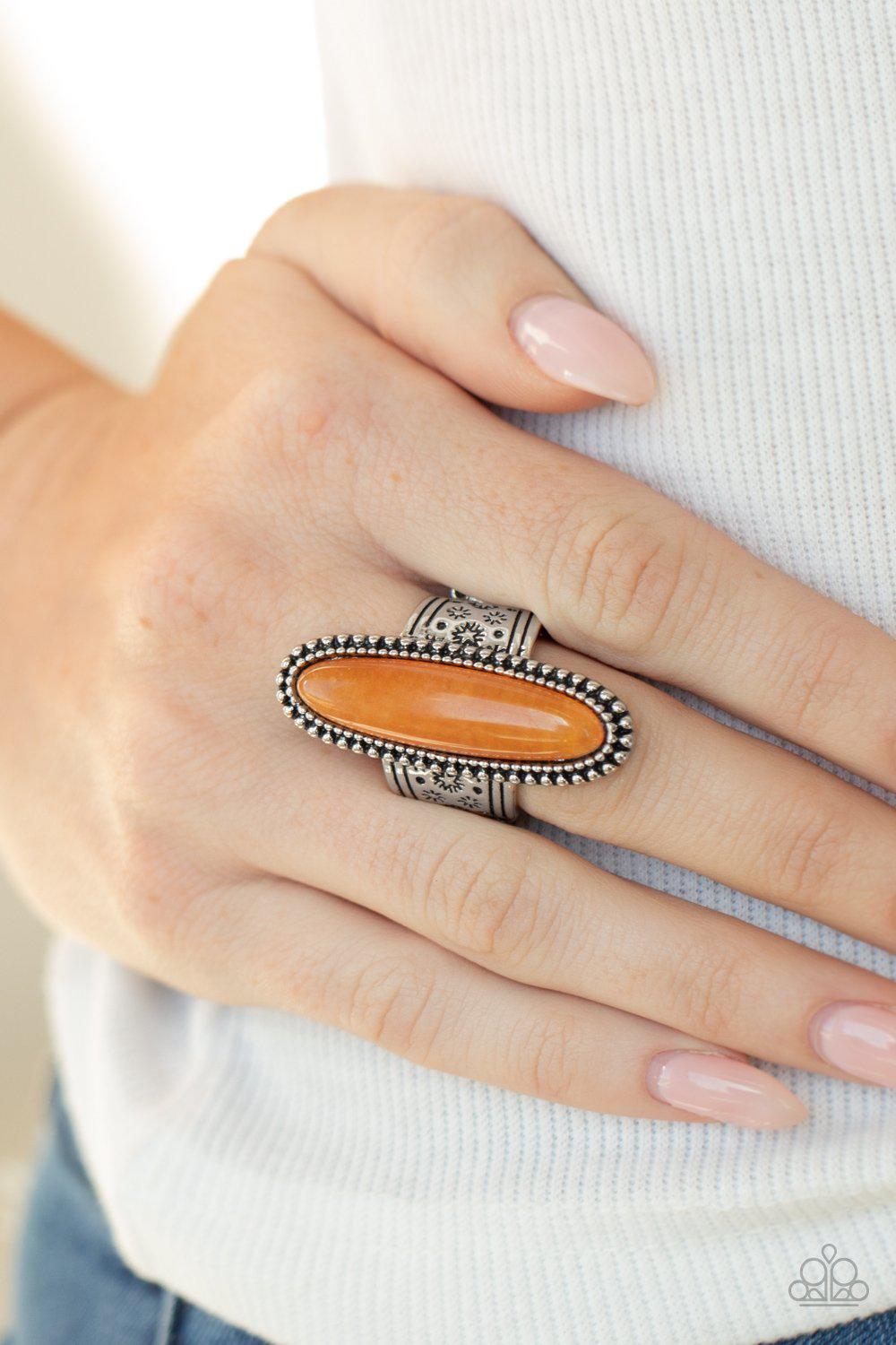 Ultra Luminary Orange Stone Ring - Paparazzi Accessories- lightbox - CarasShop.com - Paparazzi Jewelry by Cara Jewels