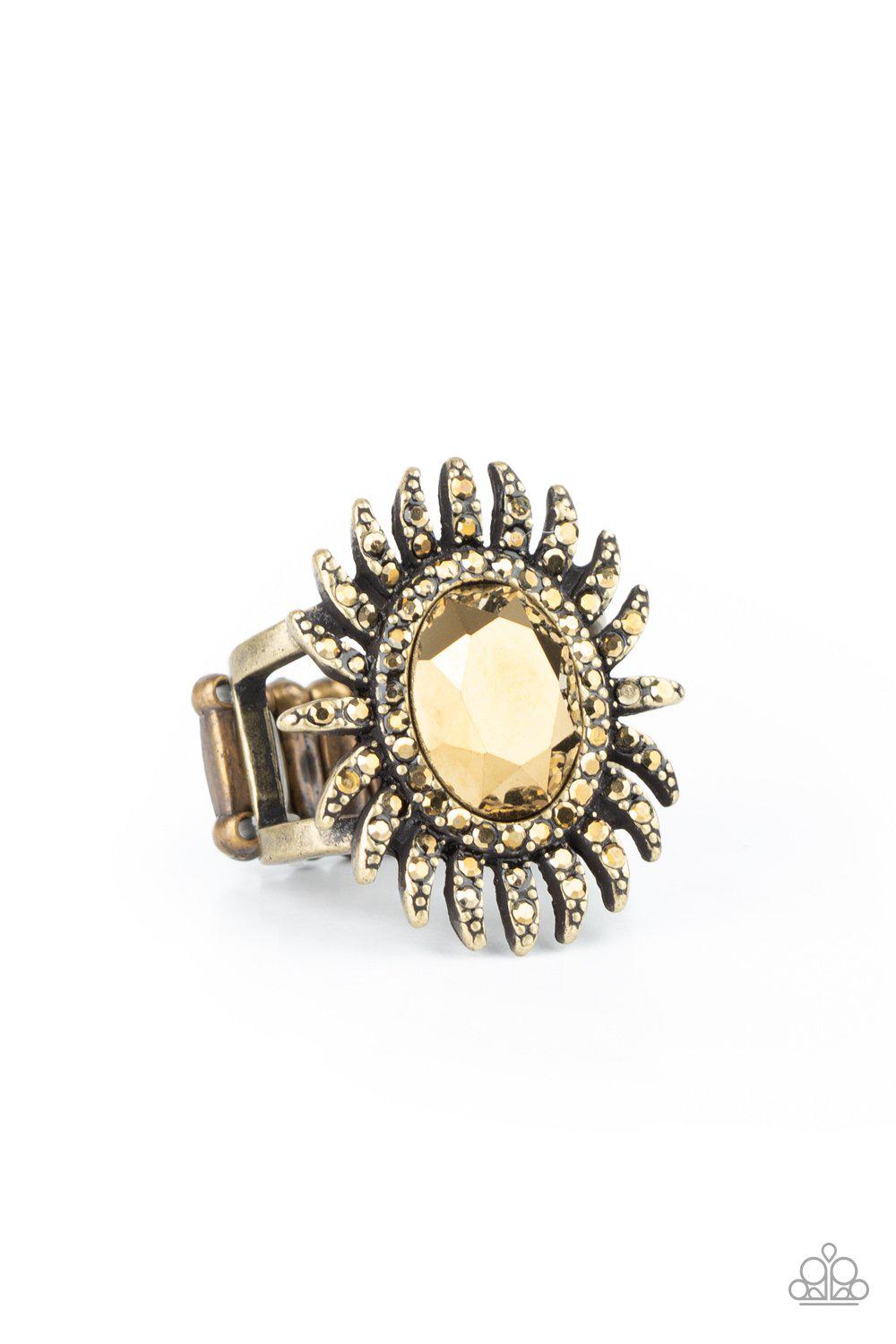 Ultra Luxe Brass Ring - Paparazzi Accessories- lightbox - CarasShop.com - Paparazzi Jewelry by Cara Jewels