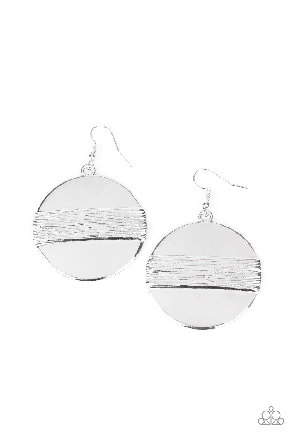 Ultra Uptown Silver Disc Earrings - Paparazzi Accessories- on model - CarasShop.com - Paparazzi Jewelry by Cara Jewels