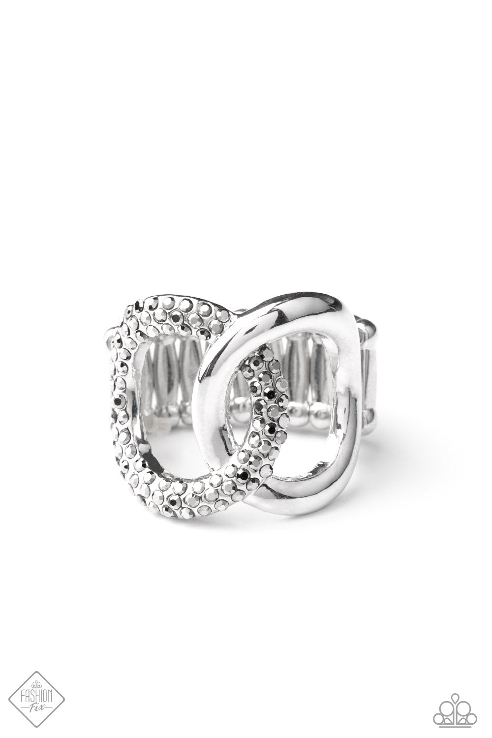 Unbreakable Bond Silver and Hematite Ring - Paparazzi Accessories- lightbox - CarasShop.com - Paparazzi Jewelry by Cara Jewels