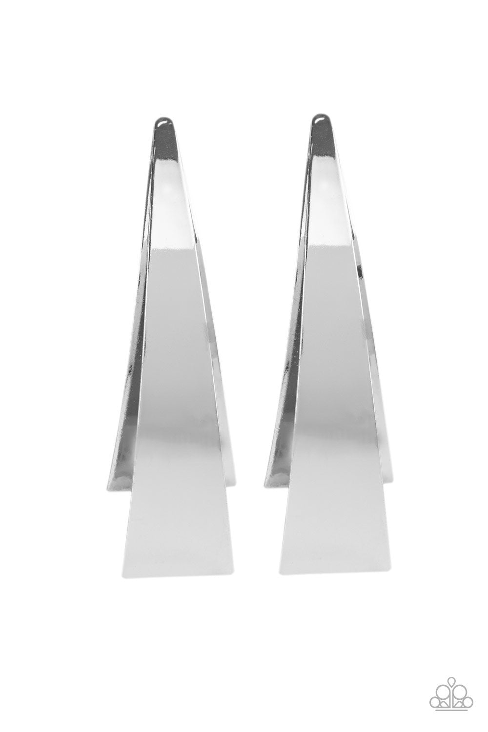 Underestimated Edge Silver Post Earrings - Paparazzi Accessories- on model - CarasShop.com - Paparazzi Jewelry by Cara Jewels