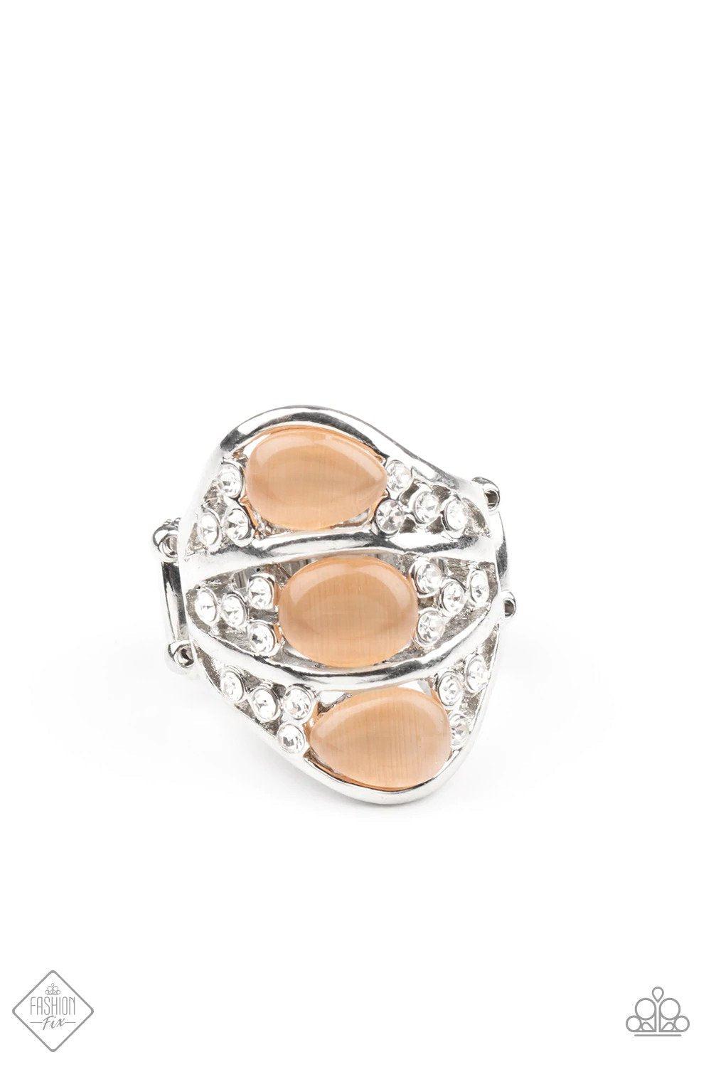 Underrated Shimmer Orange Cat's Eye Ring - Paparazzi Accessories- lightbox - CarasShop.com - Paparazzi Jewelry by Cara Jewels