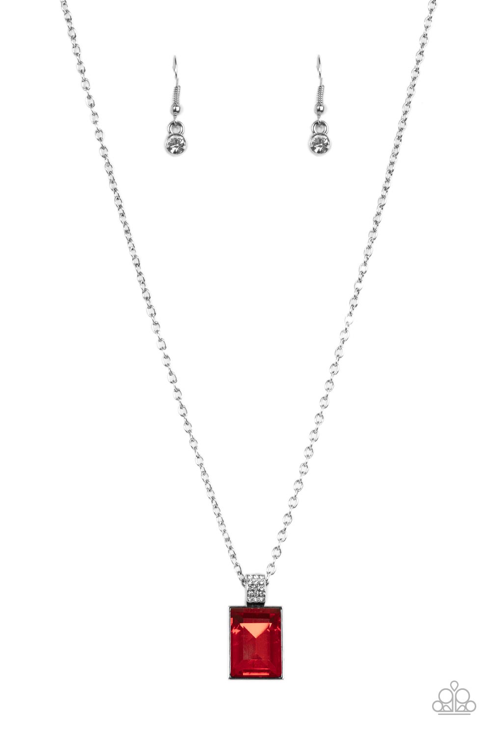 Understated Dazzle Red Rhinestone Necklace - Paparazzi Accessories- lightbox - CarasShop.com - Paparazzi Jewelry by Cara Jewels