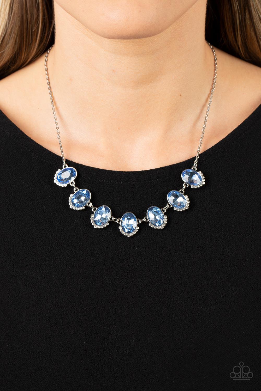 Unleash Your Sparkle Blue Rhinestone Necklace - Paparazzi Accessories- on model - CarasShop.com - Paparazzi Jewelry by Cara Jewels
