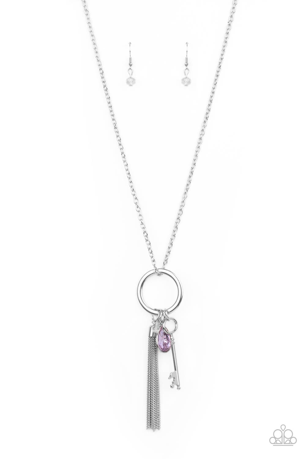 Unlock Your Sparkle Purple and Silver Necklace - Paparazzi Accessories- lightbox - CarasShop.com - Paparazzi Jewelry by Cara Jewels