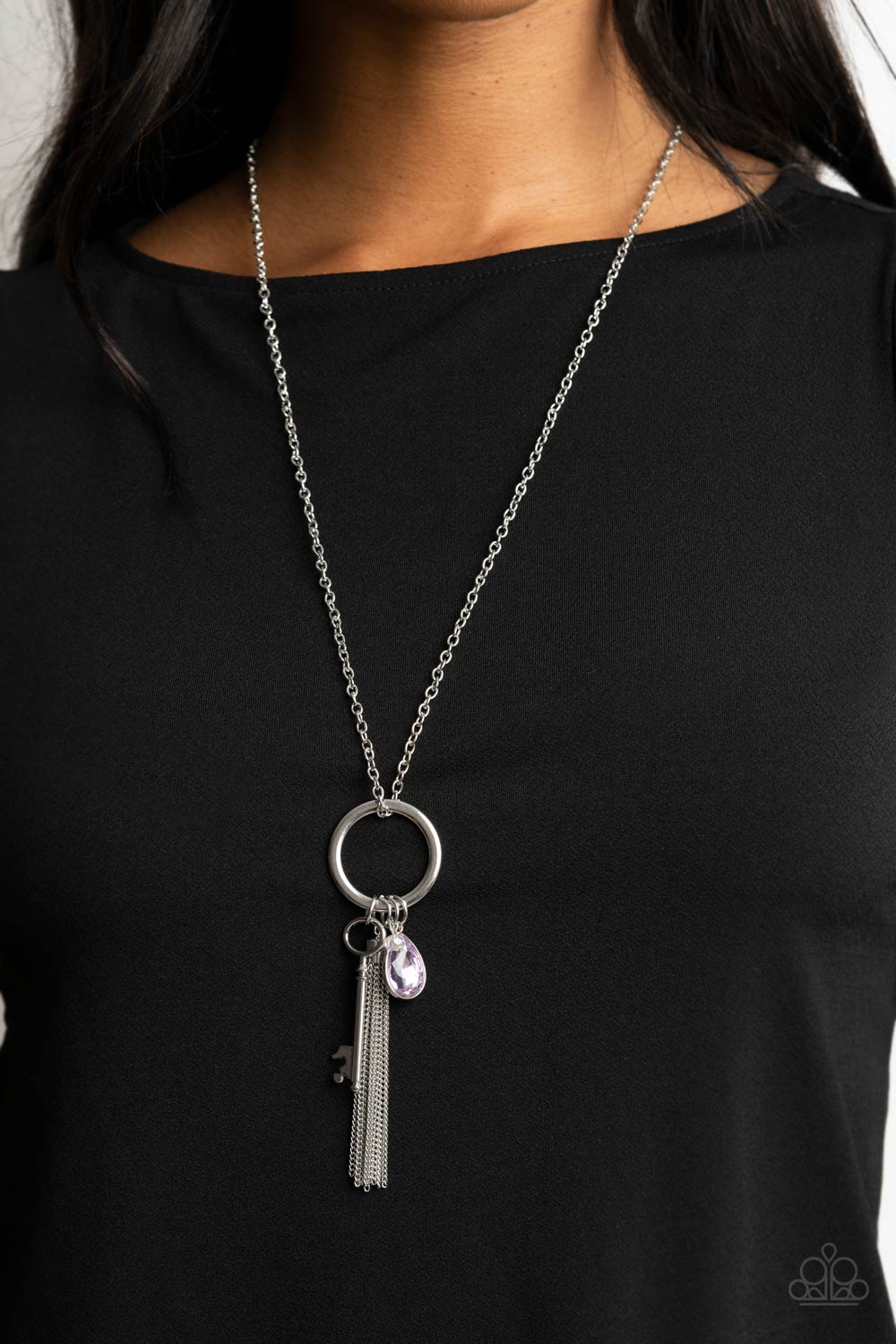 Unlock Your Sparkle Purple and Silver Necklace - Paparazzi Accessories- lightbox - CarasShop.com - Paparazzi Jewelry by Cara Jewels