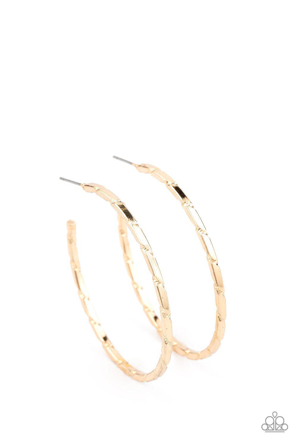 Unregulated Gold Hoop Earrings - Paparazzi Accessories- lightbox - CarasShop.com - Paparazzi Jewelry by Cara Jewels