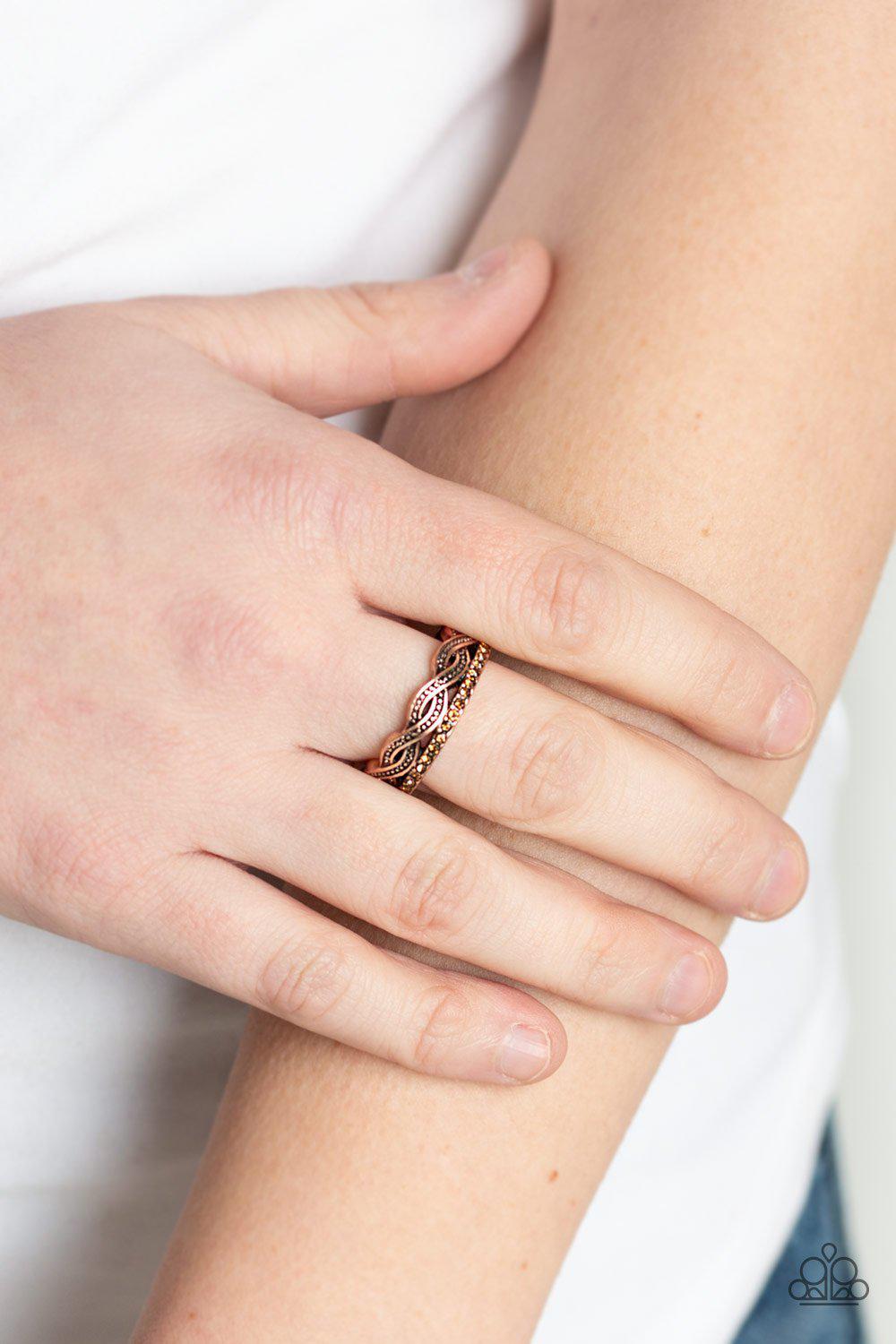 Unstoppable Shine Copper Ring - Paparazzi Accessories- lightbox - CarasShop.com - Paparazzi Jewelry by Cara Jewels
