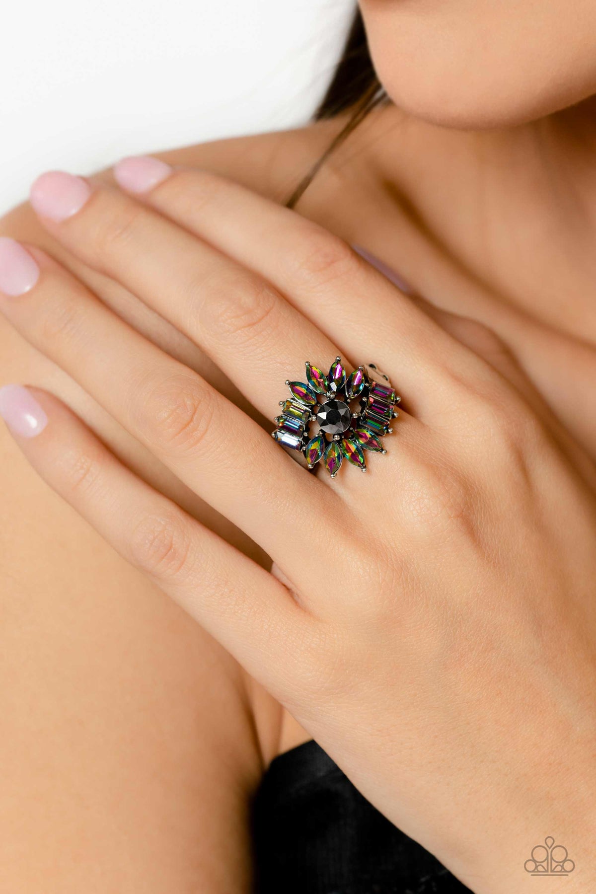 Untamable Universe Multi Oil Spill Ring - Paparazzi Accessories- on model - CarasShop.com - Paparazzi Jewelry by Cara Jewels